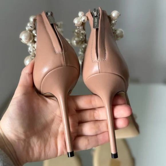 New JIMMY CHOO Maisel 100 pearl-embellished leather heeled sandals 36 $2,295 - Picture 12 of 12